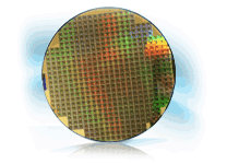 Image of silicon wafer produced by the semiconductor industry.